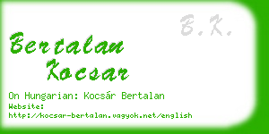 bertalan kocsar business card